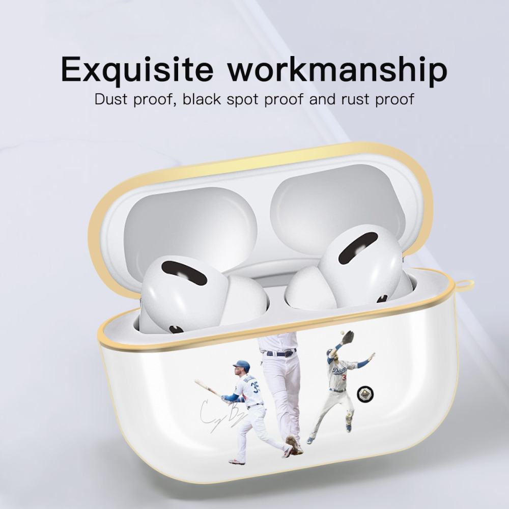  Luxury Gold AirPods Pro Case With Keychain, Flexible PC Material, Full Protection, Precise Cutouts, Anti-Fingerprint, Washable, Durable Design