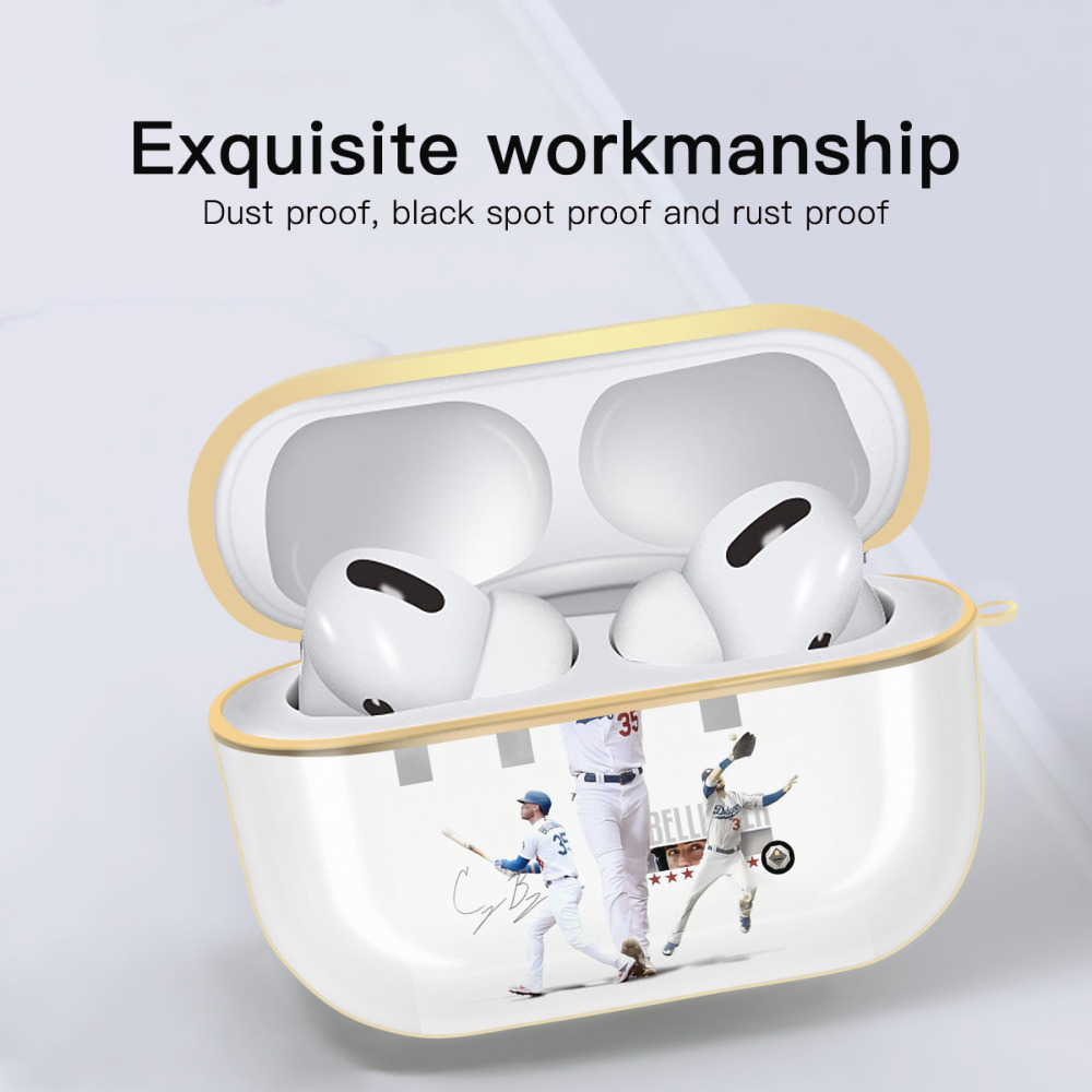  Luxury Gold AirPods Pro Case With Keychain, Flexible PC Material, Full Protection, Precise Cutouts, Anti-Fingerprint, Washable, Durable Design