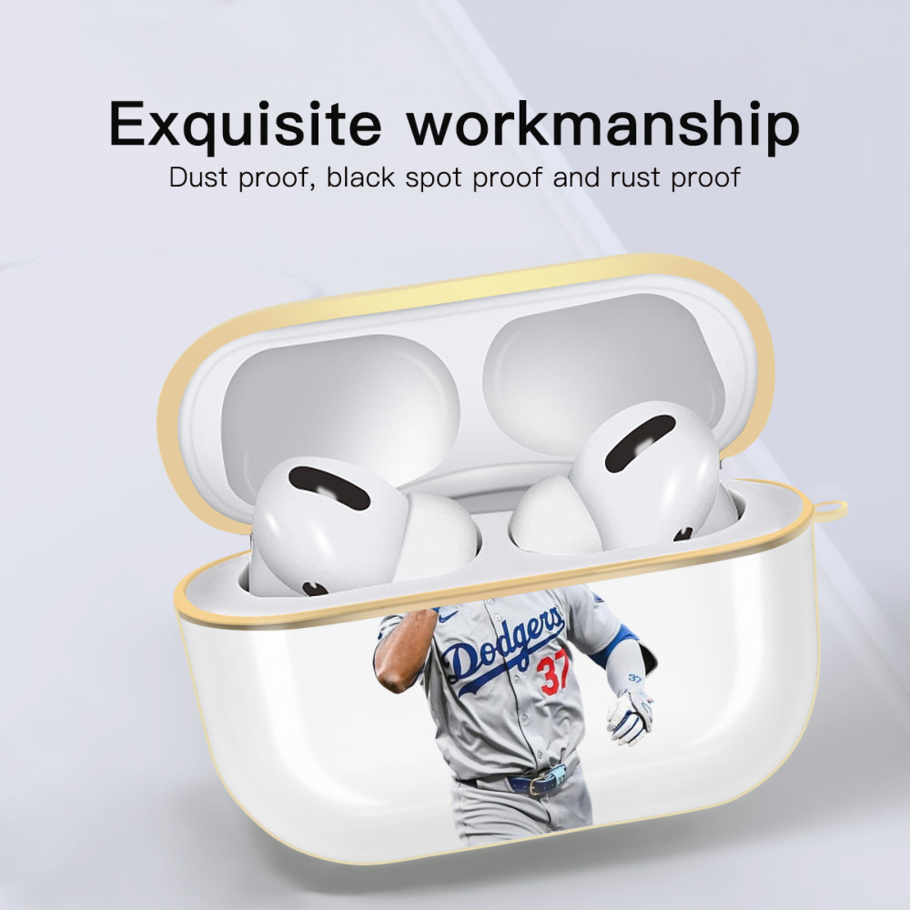  Luxury Gold AirPods Pro Case With Keychain, Flexible PC Material, Full Protection, Precise Cutouts, Anti-Fingerprint, Washable, Durable Design