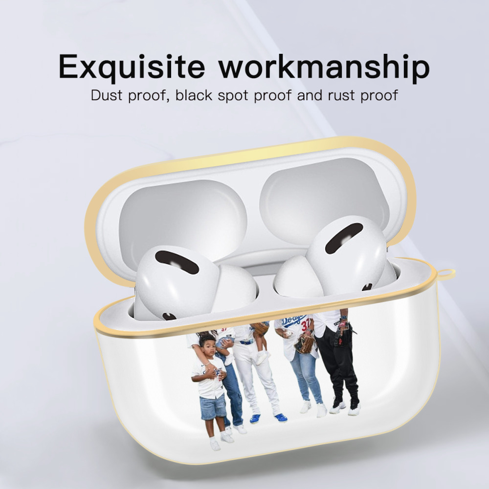  Luxury Gold AirPods Pro Case With Keychain, Flexible PC Material, Full Protection, Precise Cutouts, Anti-Fingerprint, Washable, Durable Design