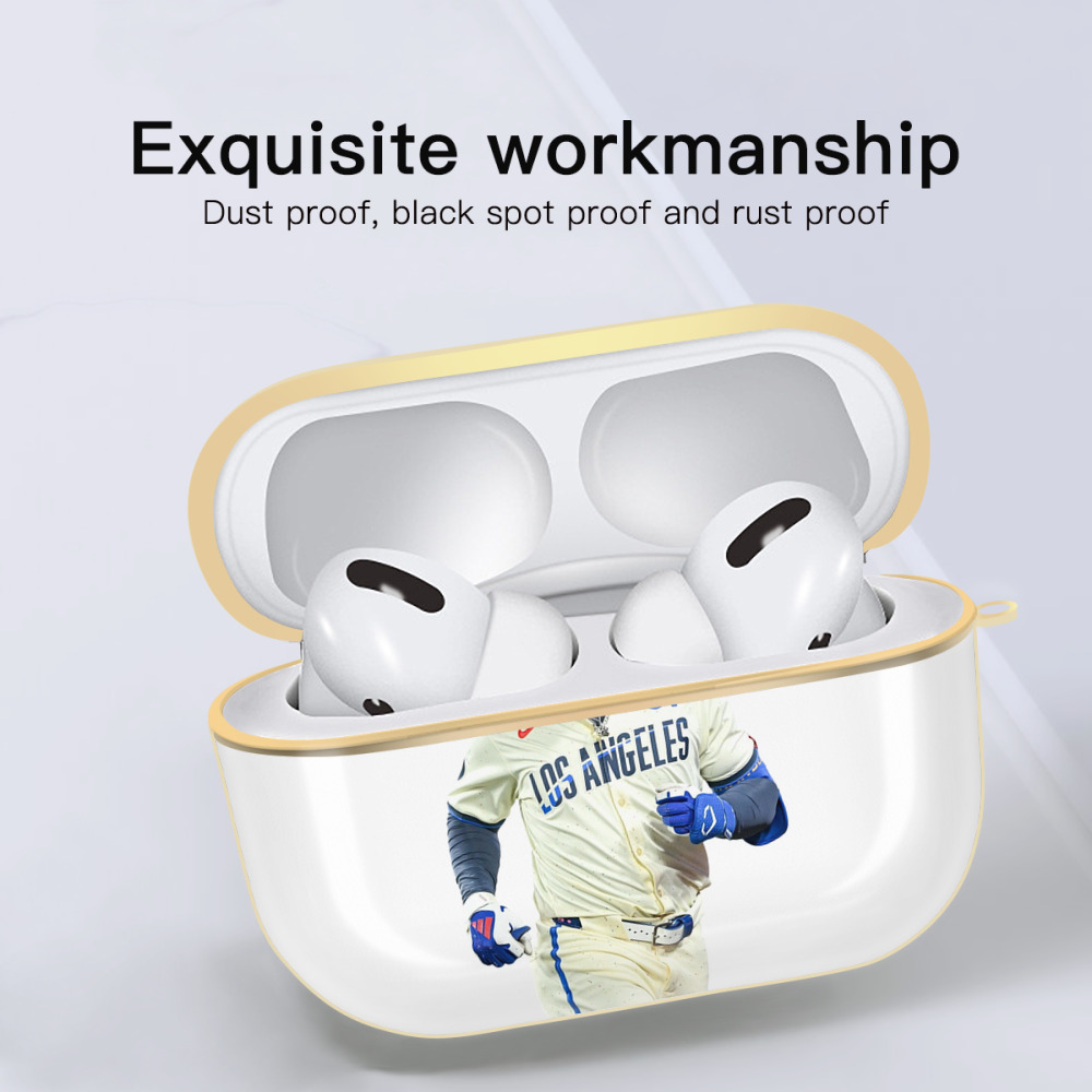  Luxury Gold AirPods Pro Case With Keychain, Flexible PC Material, Full Protection, Precise Cutouts, Anti-Fingerprint, Washable, Durable Design