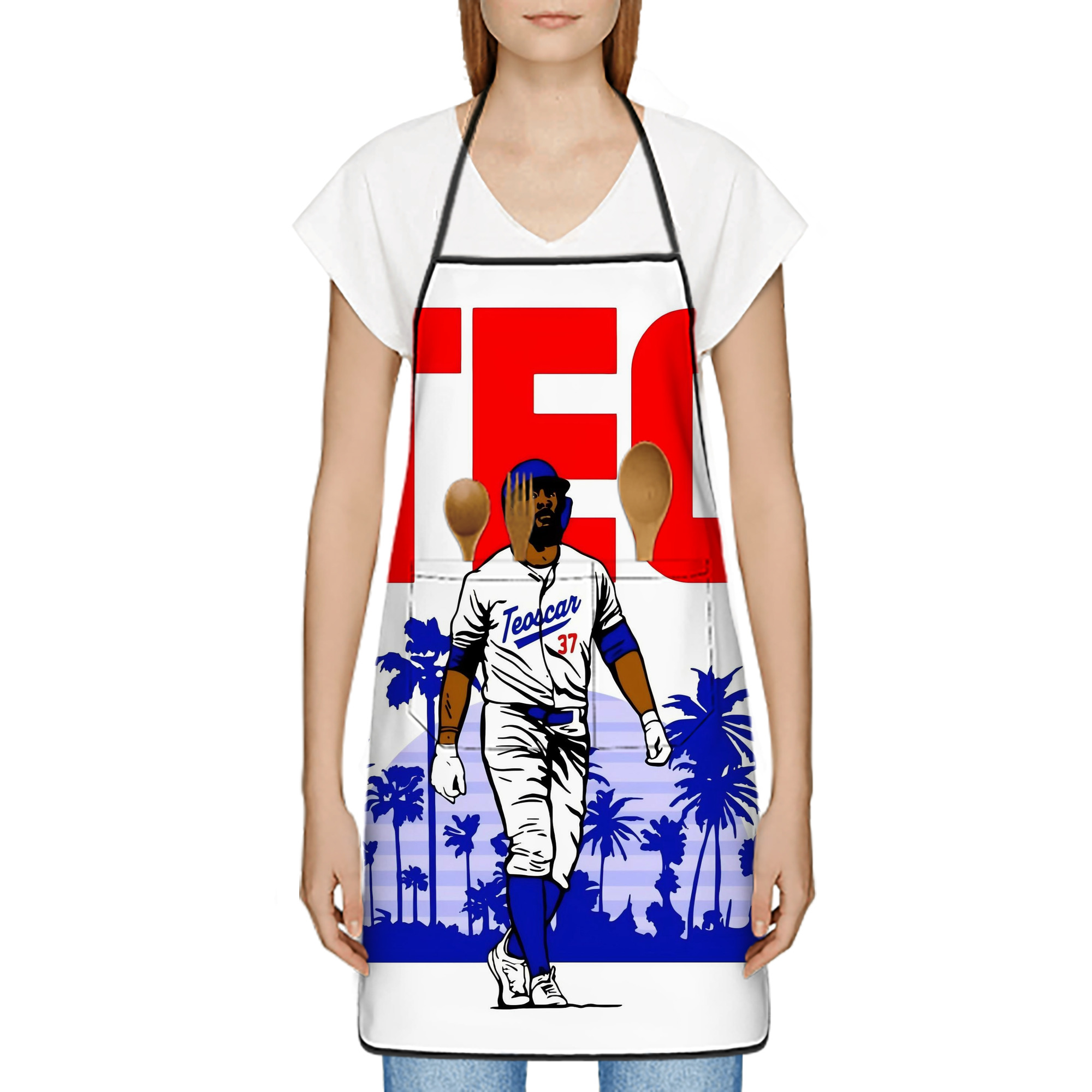  Stain-Resistant Polyester Apron With Pocket – Full Print, Waterproof, Anti-Wrinkle, Anti-Pilling – Ideal For Kitchen, BBQ, Restaurant, Salon & More