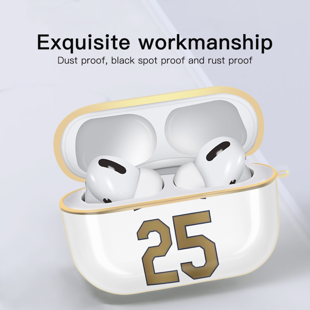  Luxury Gold AirPods Pro Case With Keychain, Flexible PC Material, Full Protection, Precise Cutouts, Anti-Fingerprint, Washable, Durable Design