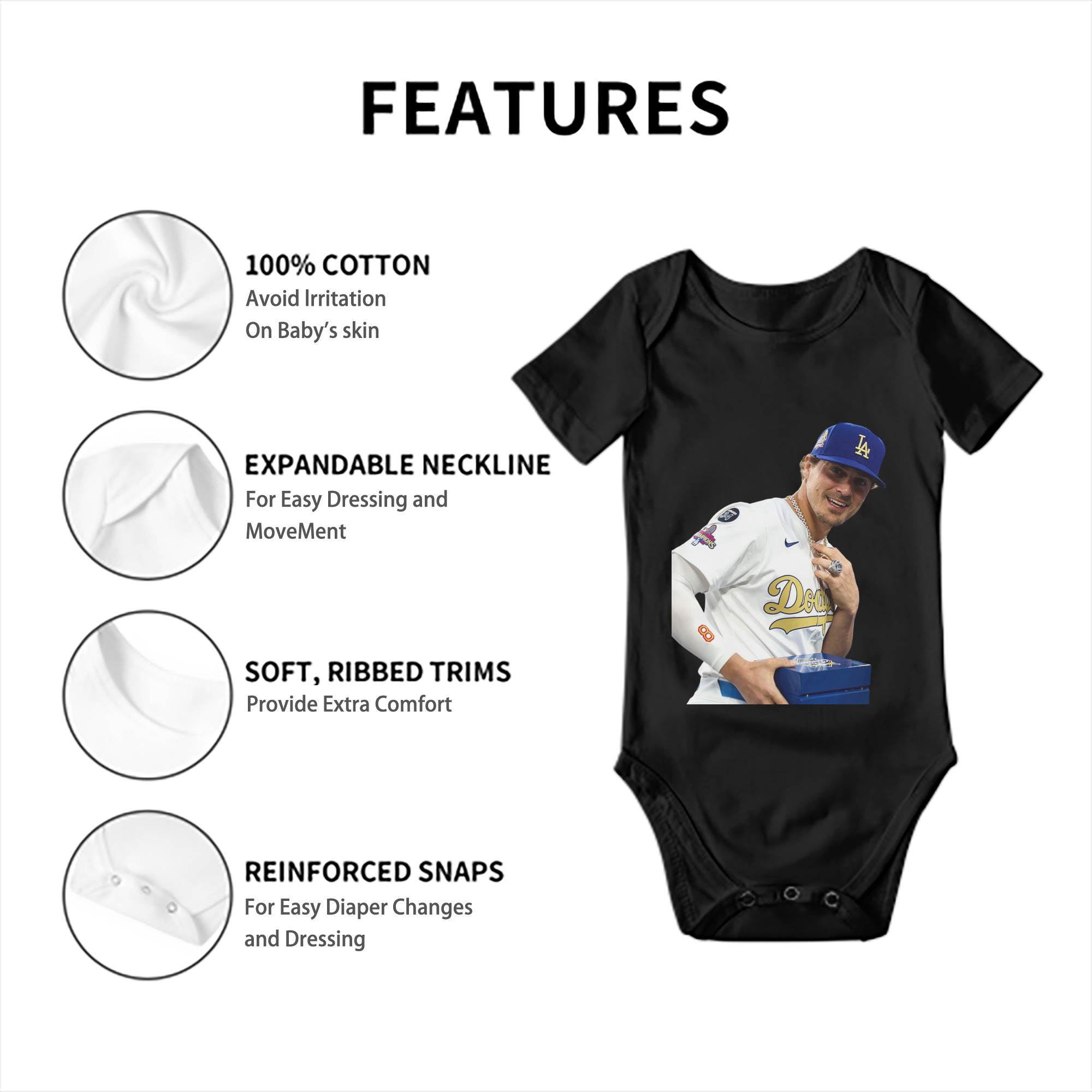  Baby Short Sleeve Romper – 100% Cotton Soft & Breathable Digital Print Onesie With Easy Snap Closure And Envelope Shoulder – Comfortable For Daily Wear & Travel