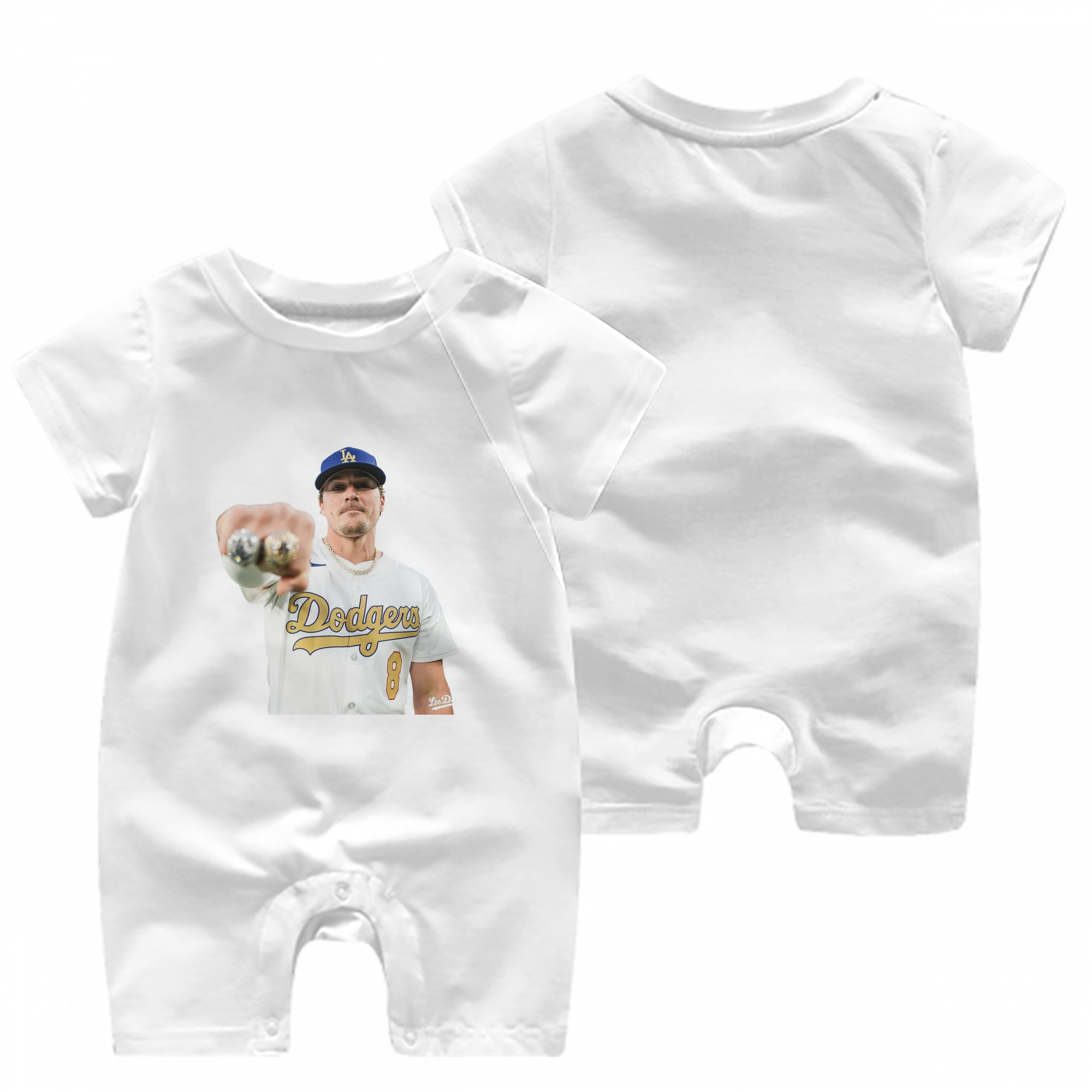  Baby Short Sleeve Onesie – 100% Cotton Soft & Breathable Digital Print Romper – Double-Sided Print, Snap Closure For Easy Diaper Changes – Comfortable For Boys & Girls