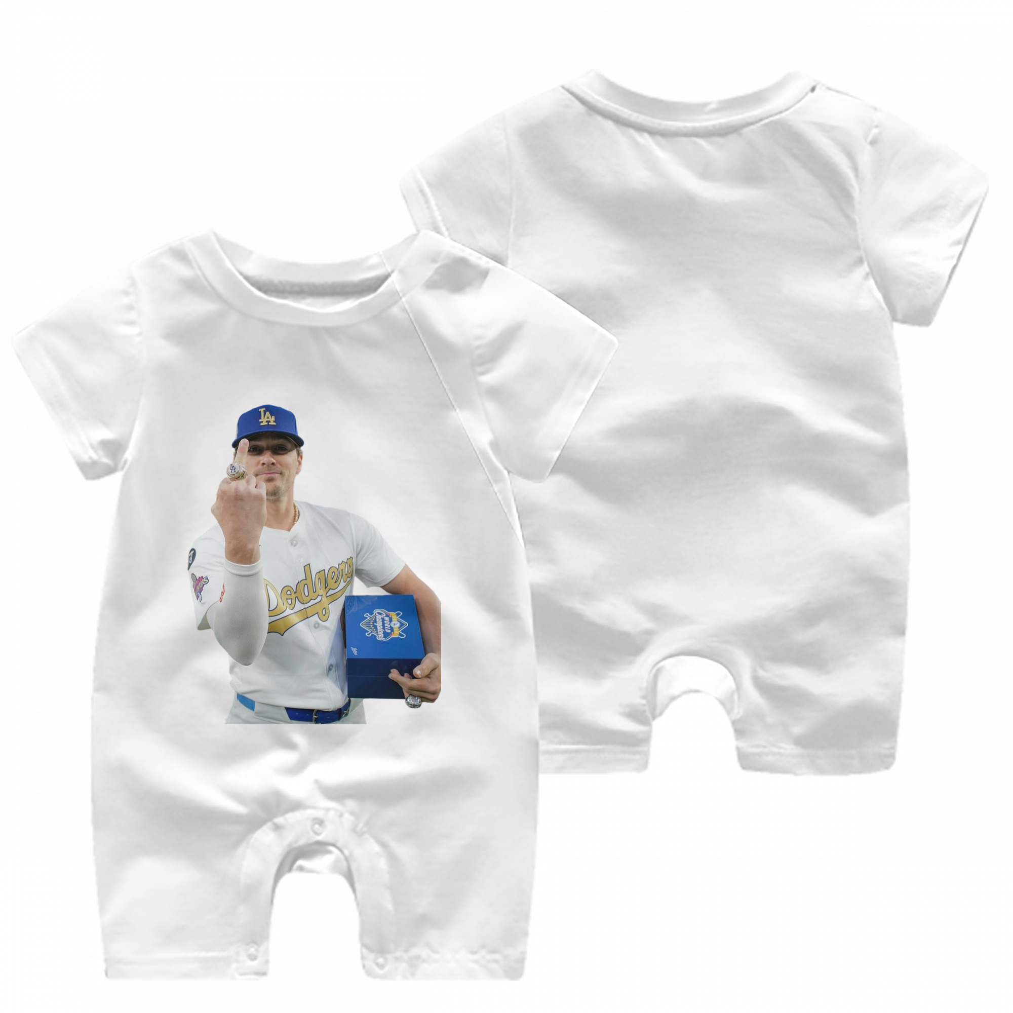  Baby Short Sleeve Onesie – 100% Cotton Soft & Breathable Digital Print Romper – Double-Sided Print, Snap Closure For Easy Diaper Changes – Comfortable For Boys & Girls