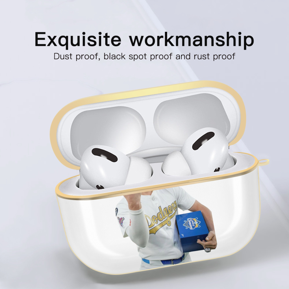  Luxury Gold AirPods Pro Case With Keychain, Flexible PC Material, Full Protection, Precise Cutouts, Anti-Fingerprint, Washable, Durable Design