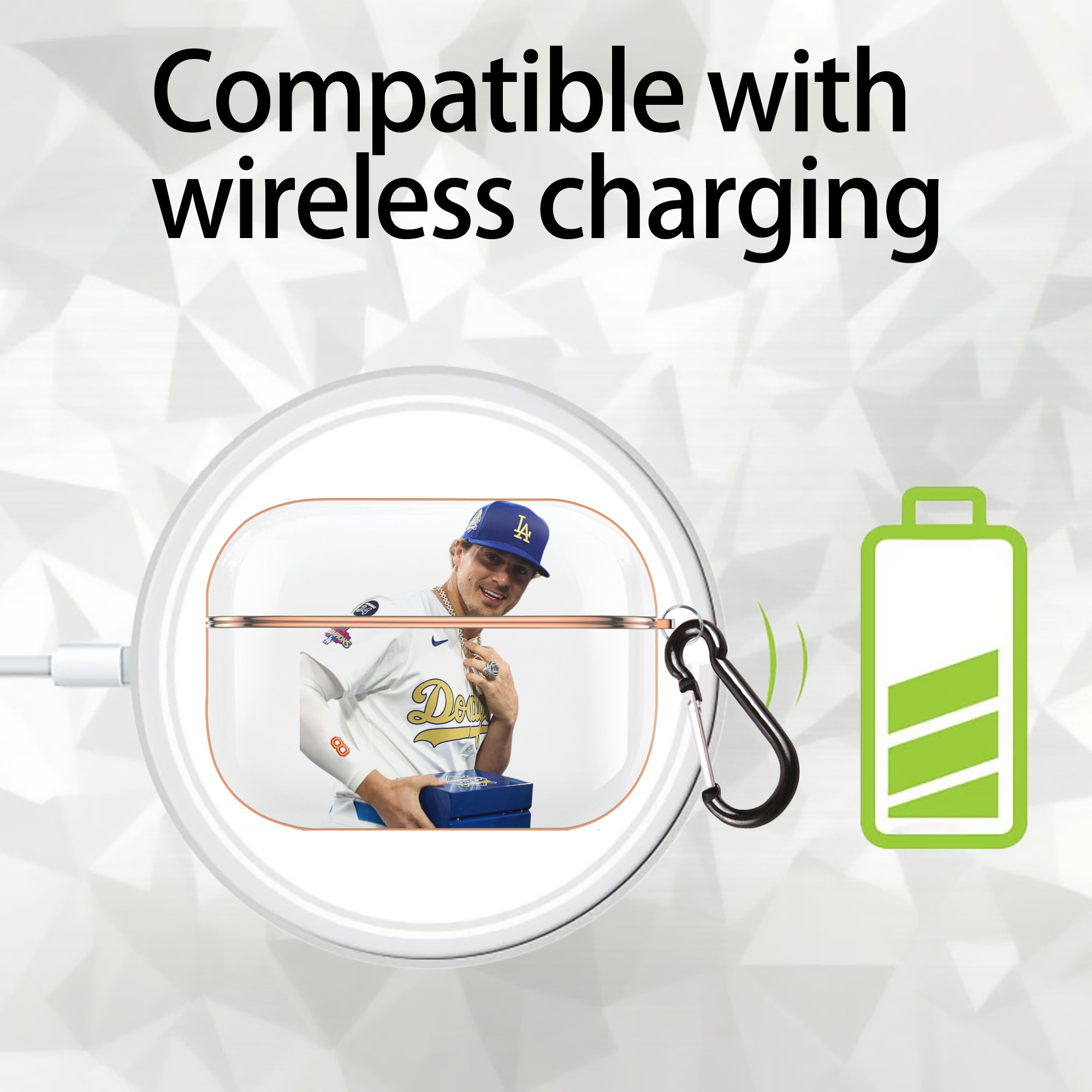  AirPods Pro Protective Case Rose Gold, Flexible PC Material, Precise Fit, Anti-Slip Cover, Full Protection, Fingerprint Resistant, Washable With Keychain