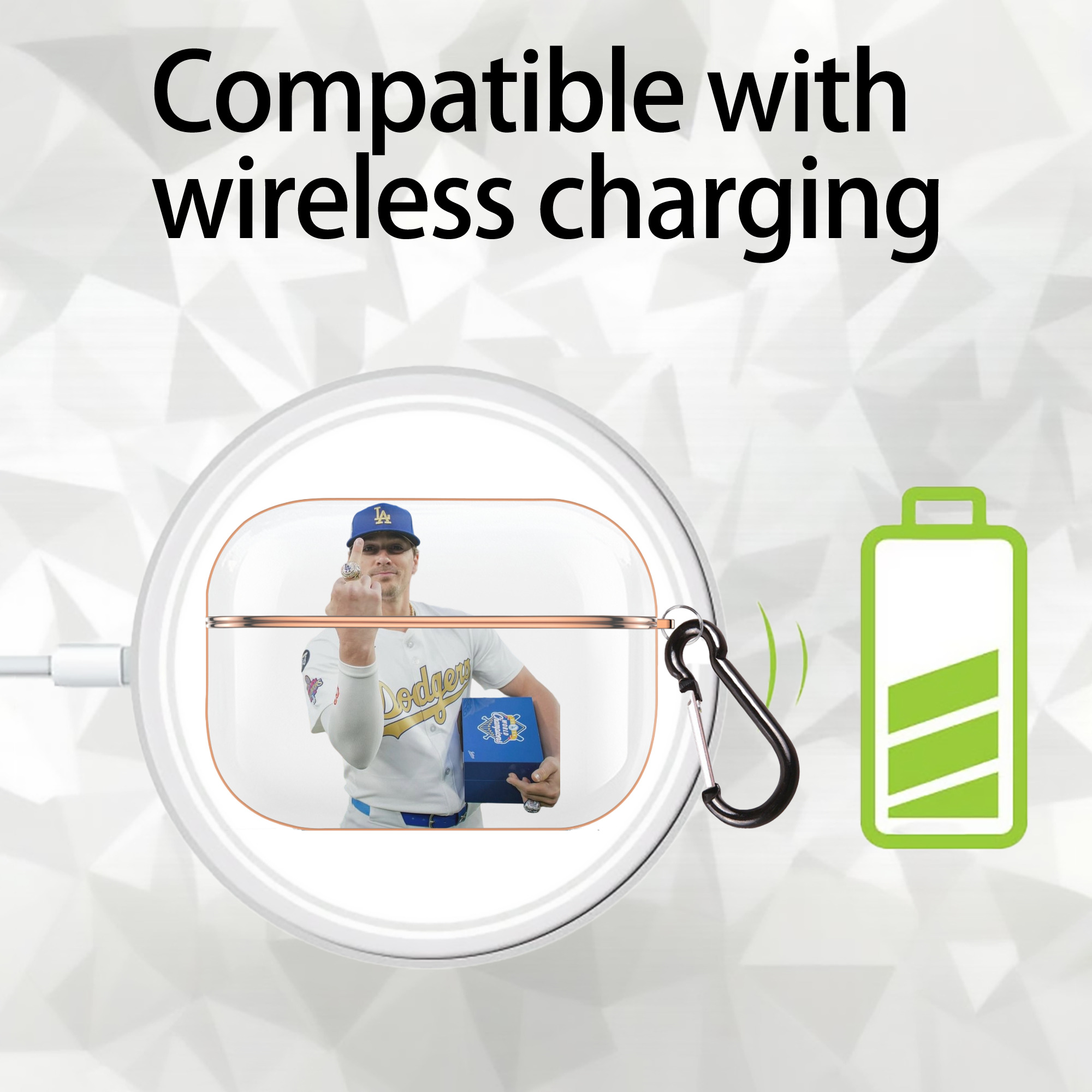  AirPods Pro Protective Case Rose Gold, Flexible PC Material, Precise Fit, Anti-Slip Cover, Full Protection, Fingerprint Resistant, Washable With Keychain