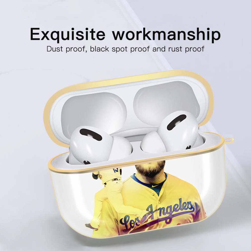  Luxury Gold AirPods Pro Case With Keychain, Flexible PC Material, Full Protection, Precise Cutouts, Anti-Fingerprint, Washable, Durable Design