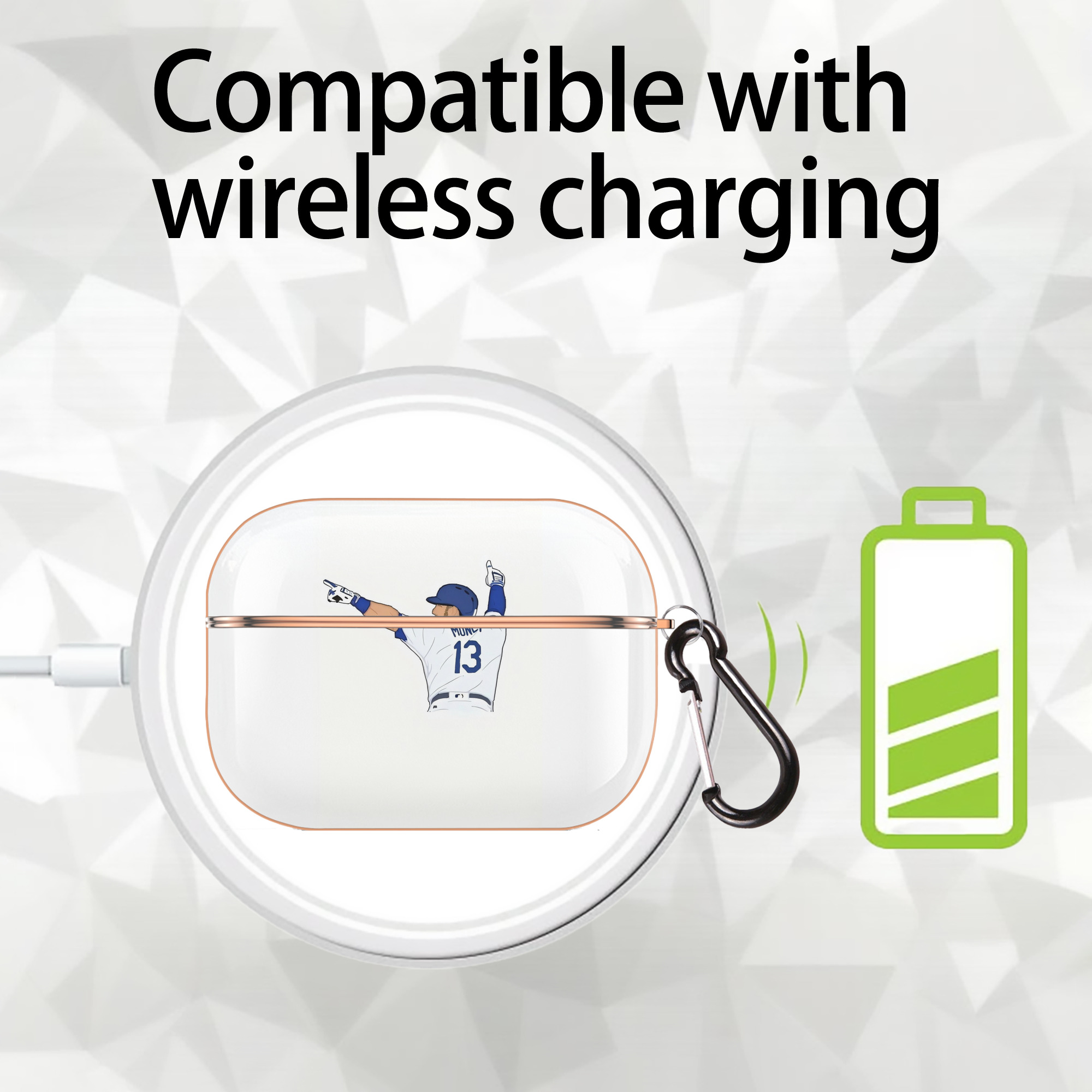  AirPods Pro Protective Case Rose Gold, Flexible PC Material, Precise Fit, Anti-Slip Cover, Full Protection, Fingerprint Resistant, Washable With Keychain