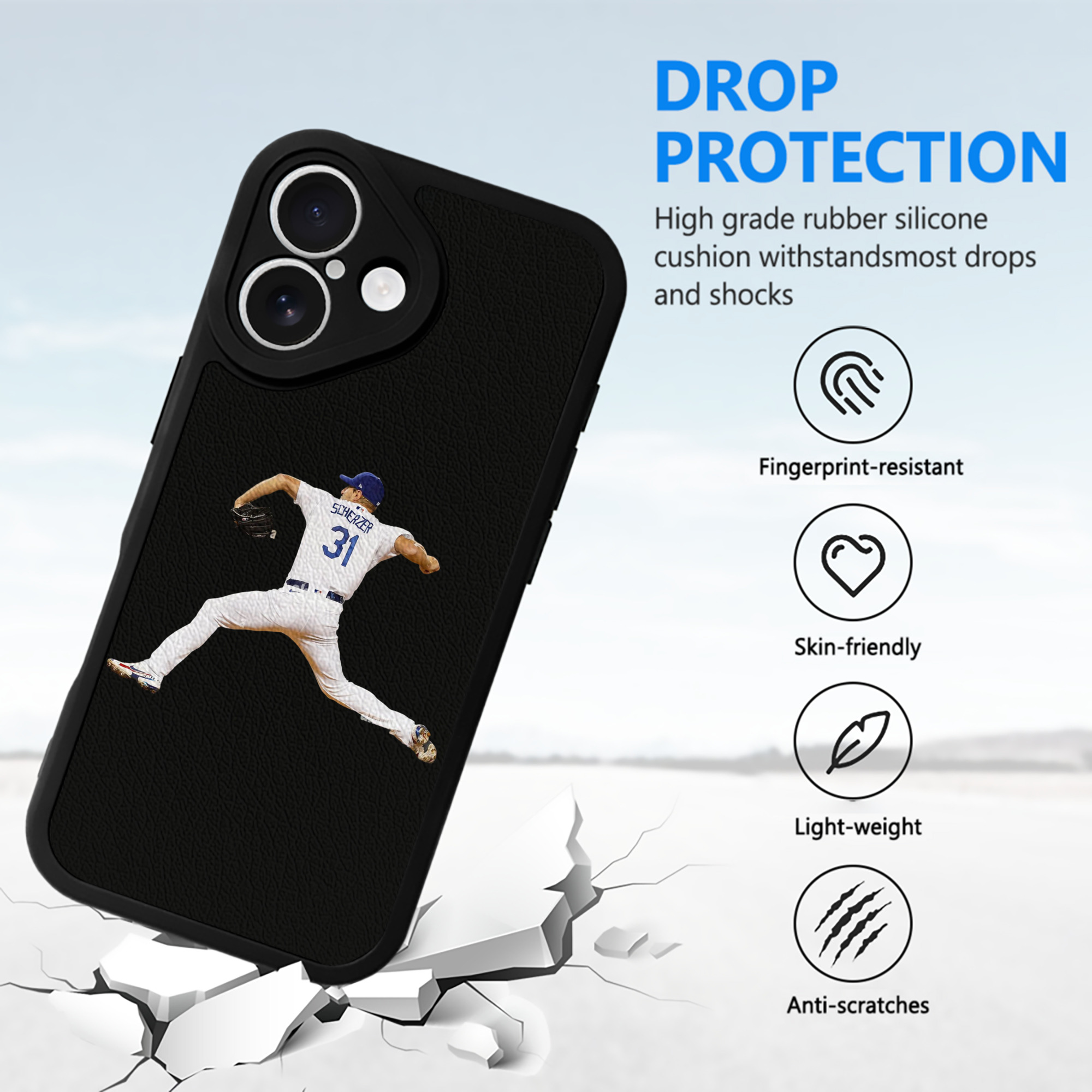  IPhone 16 Silicone Leather Case – UV Print, Lambskin Texture – Perfect Fit, Wireless Charging Compatible, Scratch Resistant, Precise Cutouts – Stylish Protection For IPhone 16