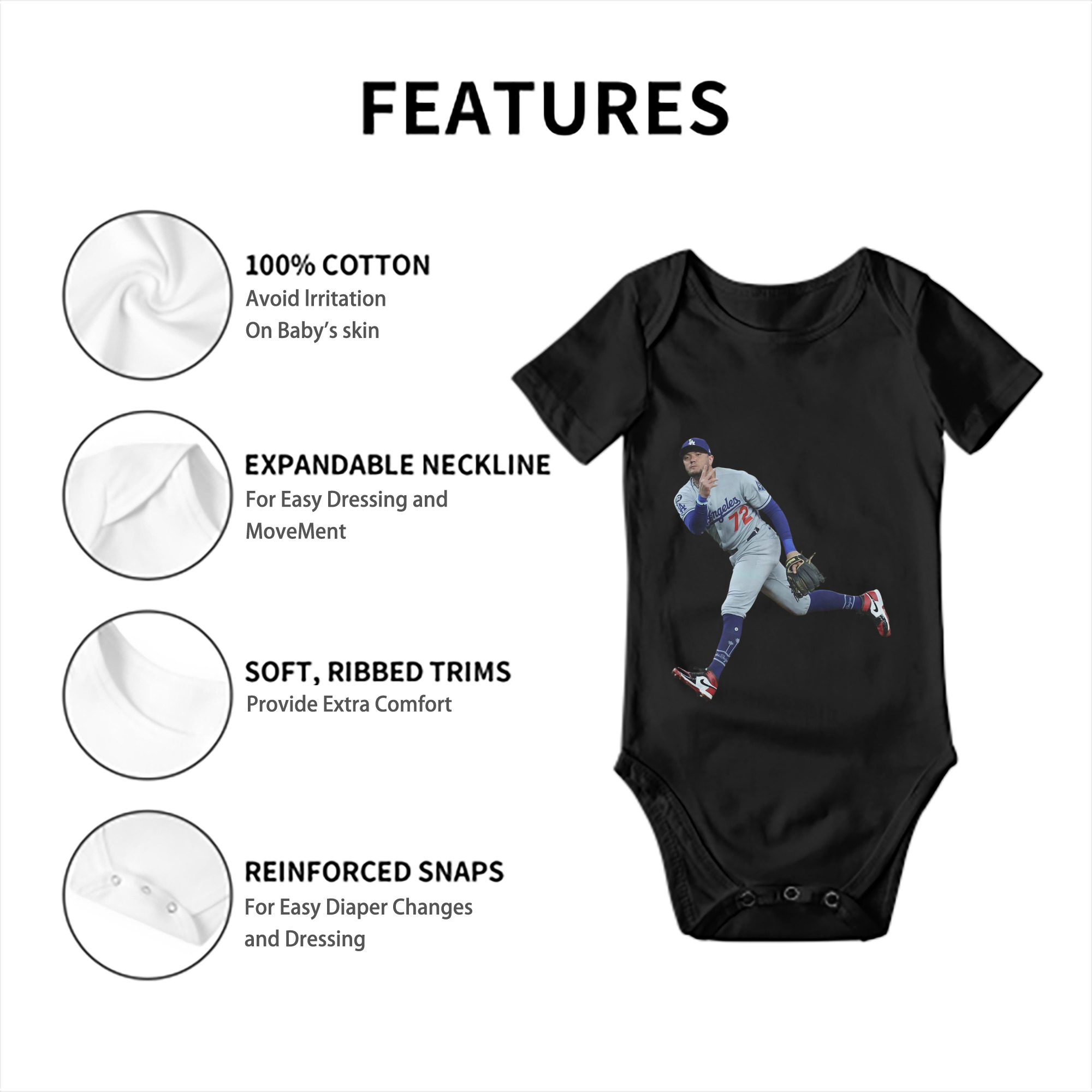 Baby Short Sleeve Romper – 100% Cotton Soft & Breathable Digital Print Onesie With Easy Snap Closure And Envelope Shoulder – Comfortable For Daily Wear & Travel