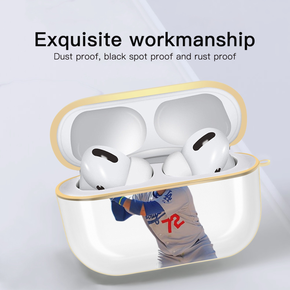  Luxury Gold AirPods Pro Case With Keychain, Flexible PC Material, Full Protection, Precise Cutouts, Anti-Fingerprint, Washable, Durable Design