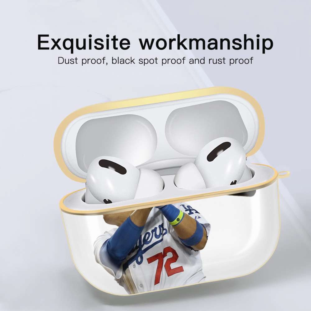  Luxury Gold AirPods Pro Case With Keychain, Flexible PC Material, Full Protection, Precise Cutouts, Anti-Fingerprint, Washable, Durable Design