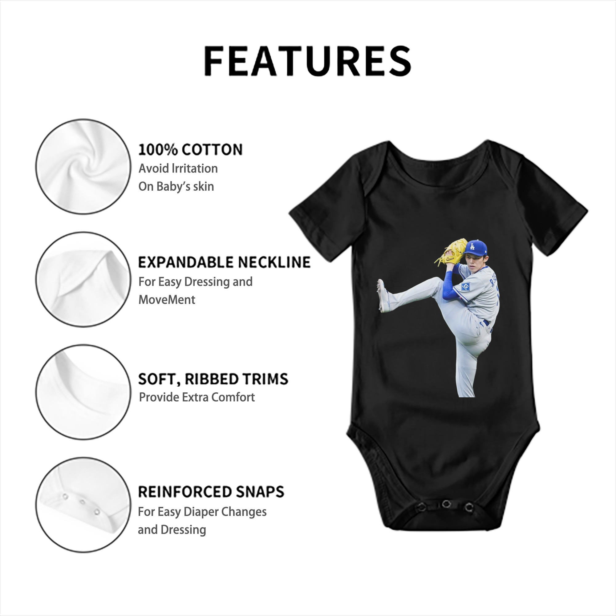  Baby Short Sleeve Romper – 100% Cotton Soft & Breathable Digital Print Onesie With Easy Snap Closure And Envelope Shoulder – Comfortable For Daily Wear & Travel