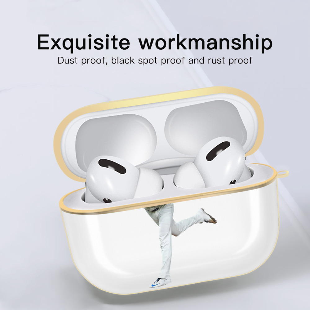  Luxury Gold AirPods Pro Case With Keychain, Flexible PC Material, Full Protection, Precise Cutouts, Anti-Fingerprint, Washable, Durable Design