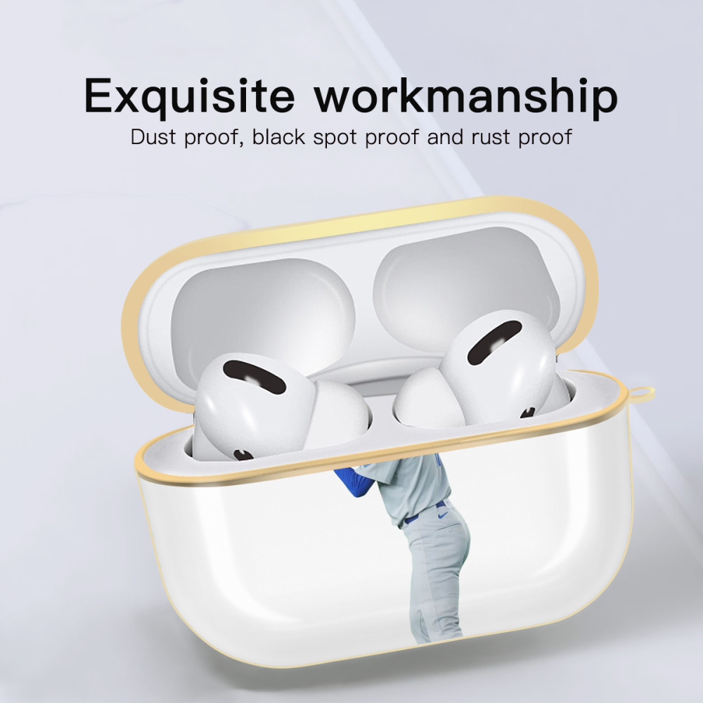  Luxury Gold AirPods Pro Case With Keychain, Flexible PC Material, Full Protection, Precise Cutouts, Anti-Fingerprint, Washable, Durable Design