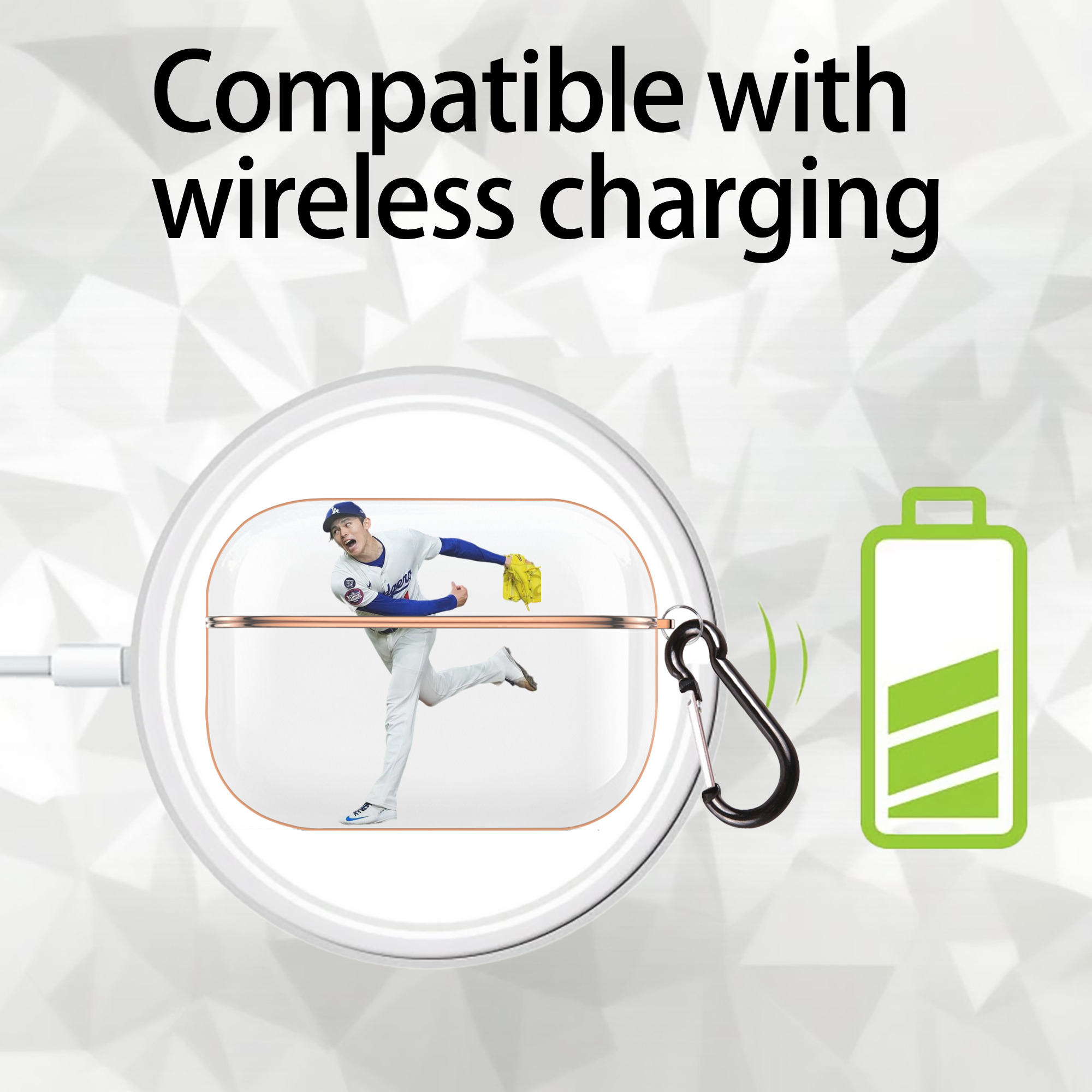  AirPods Pro Protective Case Rose Gold, Flexible PC Material, Precise Fit, Anti-Slip Cover, Full Protection, Fingerprint Resistant, Washable With Keychain