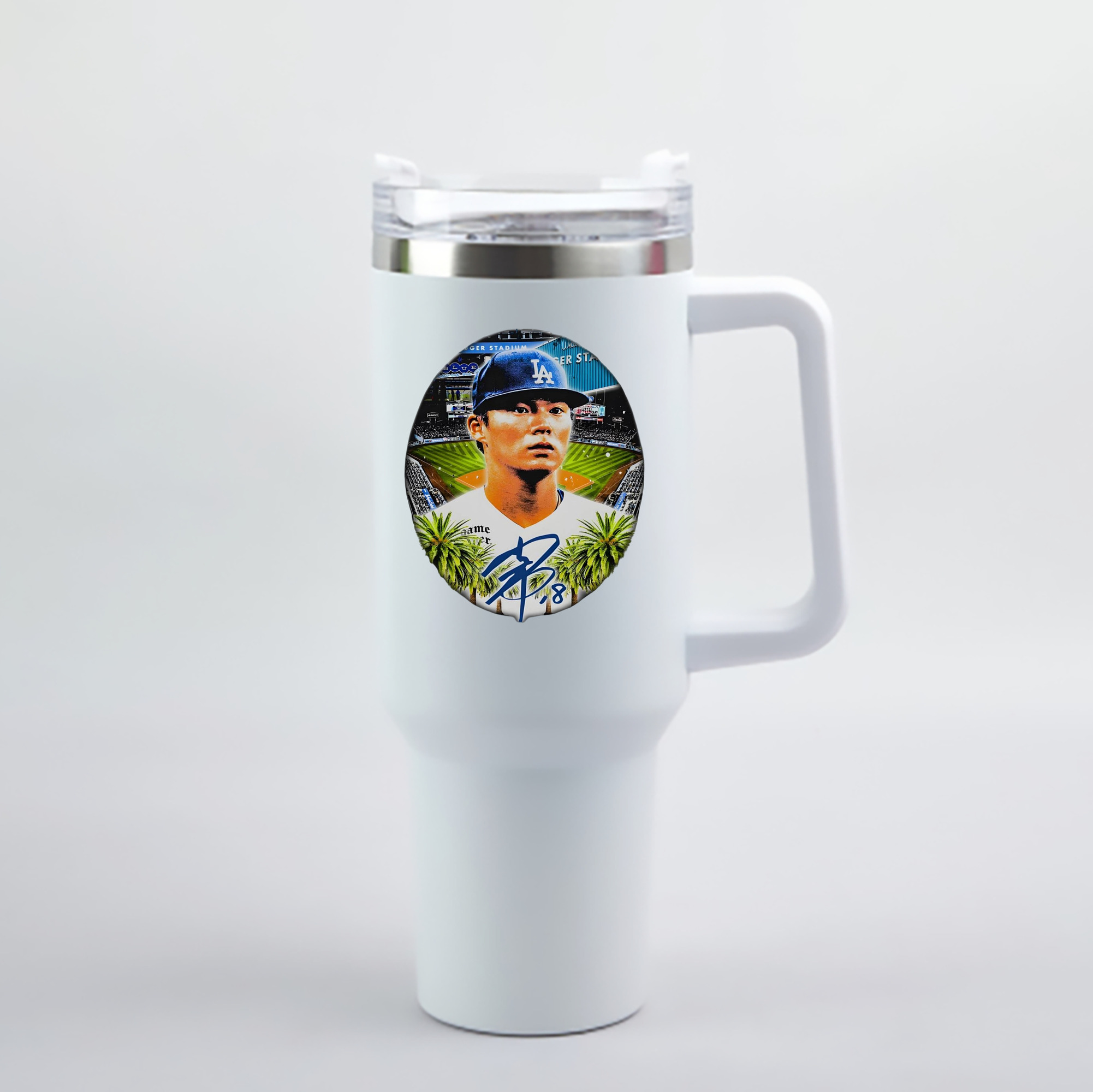  40oz Handle Car Cup With Crystal Sticker Design – Durable Stainless Steel Travel Mug With Reusable Straw – Double Wall Insulated