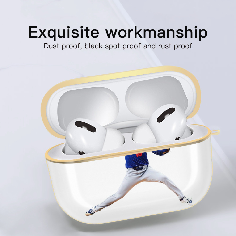  Luxury Gold AirPods Pro Case With Keychain, Flexible PC Material, Full Protection, Precise Cutouts, Anti-Fingerprint, Washable, Durable Design