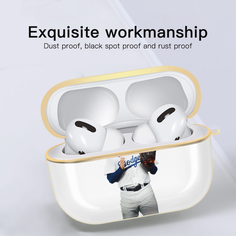  Luxury Gold AirPods Pro Case With Keychain, Flexible PC Material, Full Protection, Precise Cutouts, Anti-Fingerprint, Washable, Durable Design